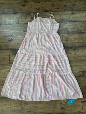 NWT  Pastel Multi-Stripe Maxi Sundress size L